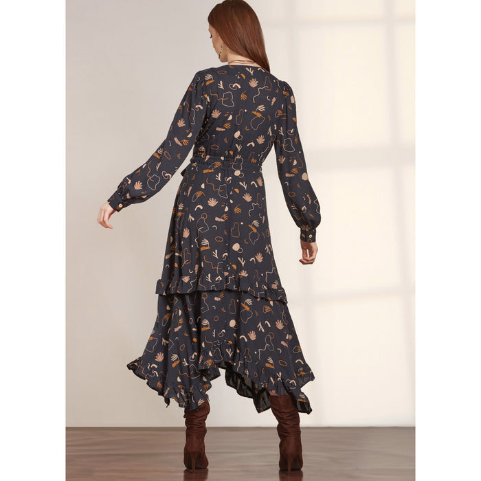 S9639 Misses' Midi Wrap Dress. Size: 32-50