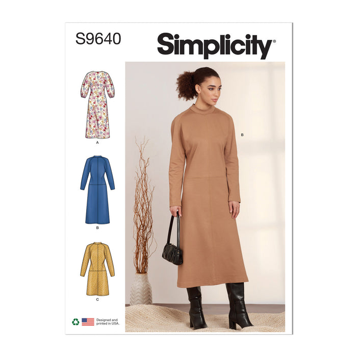 S9640 Misses' Dolman Sleeve Dresses. Size: 32-48