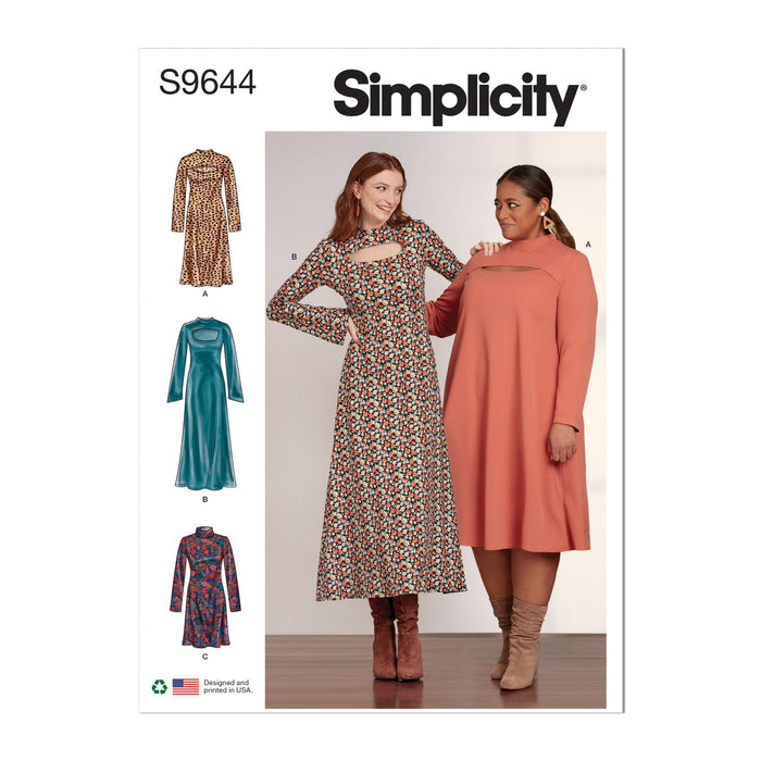 S9644 Misses' and Women's Knit Dress in Three Lengths. Size: 36-54