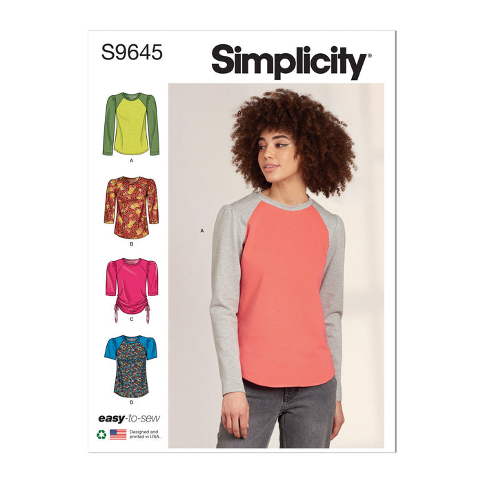 S9645 Misses' Knit Tops. Size: XS-XXL