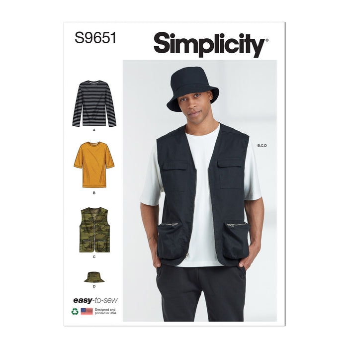 S9651 Men's Knit Top, Vest and Hat. Size: 44-62