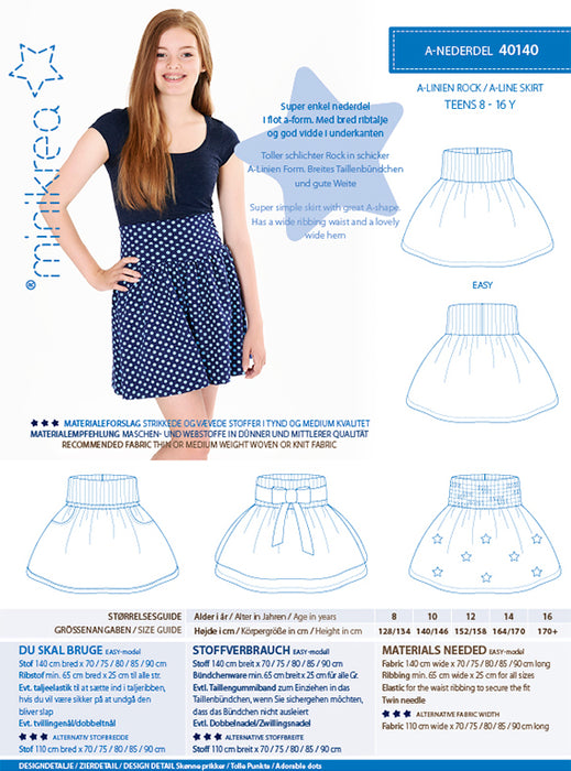 40140 A-line Skirt - Size: 8-16 y