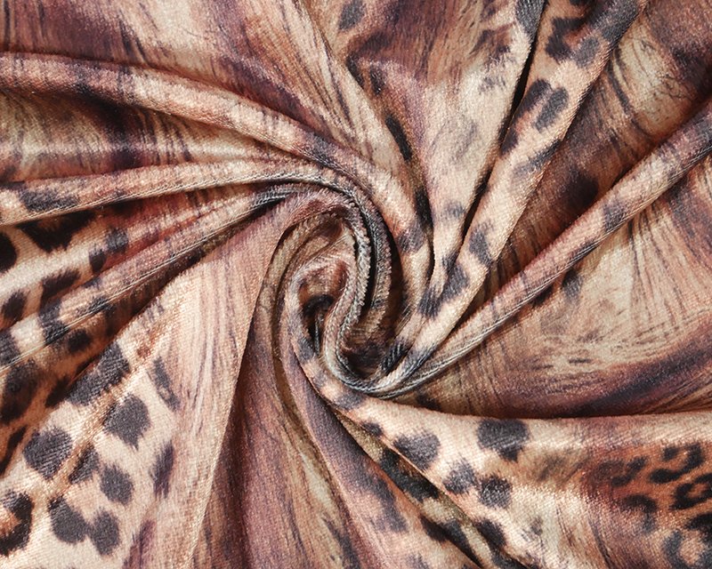 Printed Stretch Leopard Velour - BROWN