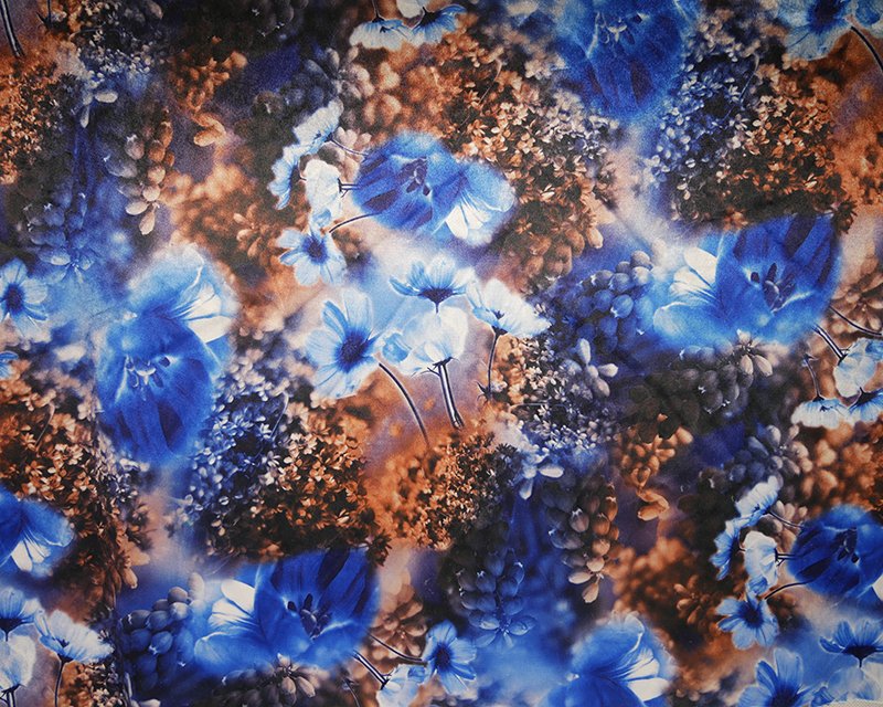 Printed Stretch Floral Velour - ROYAL