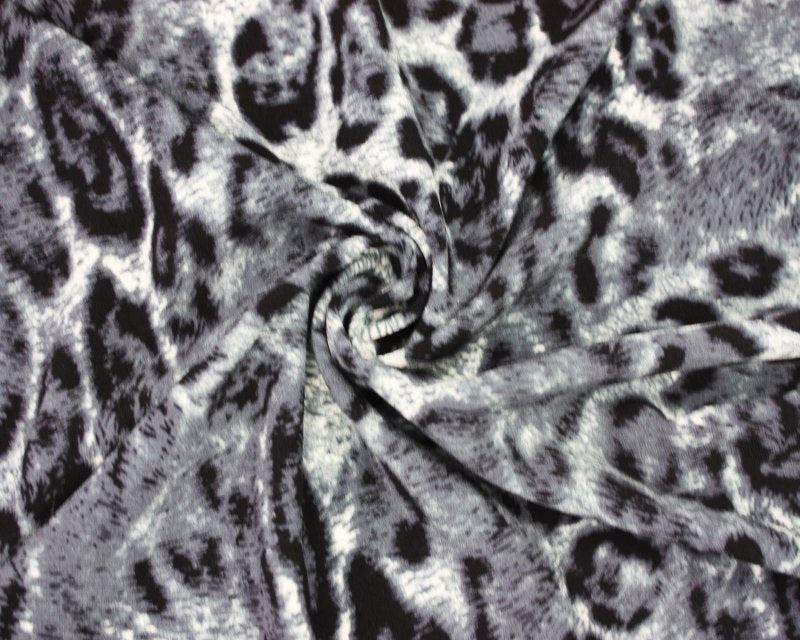 Stretch Crepe - NAVY SNOW LEOPARD