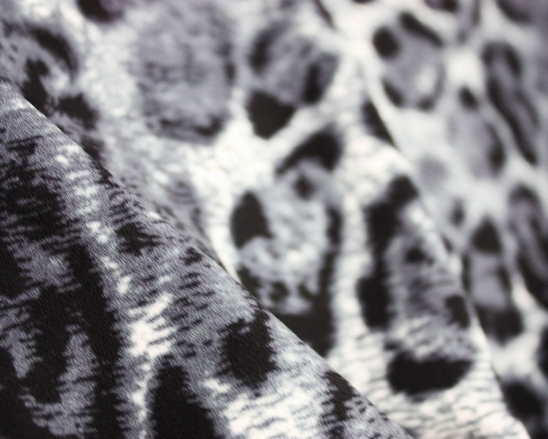 Stretch Crepe - NAVY SNOW LEOPARD