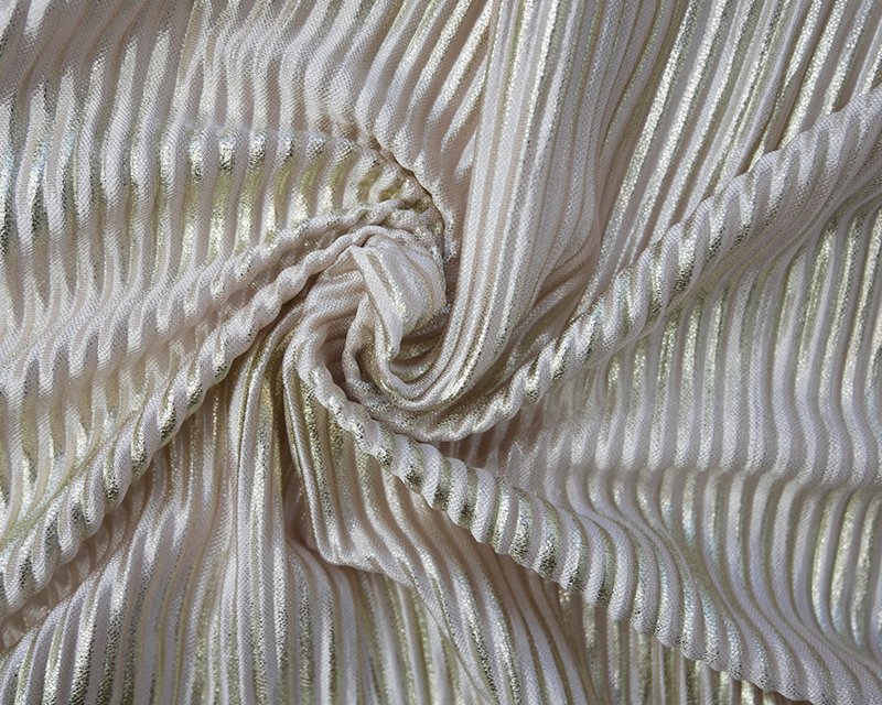 Foil Pleated Jersey - WHITE/GOLD