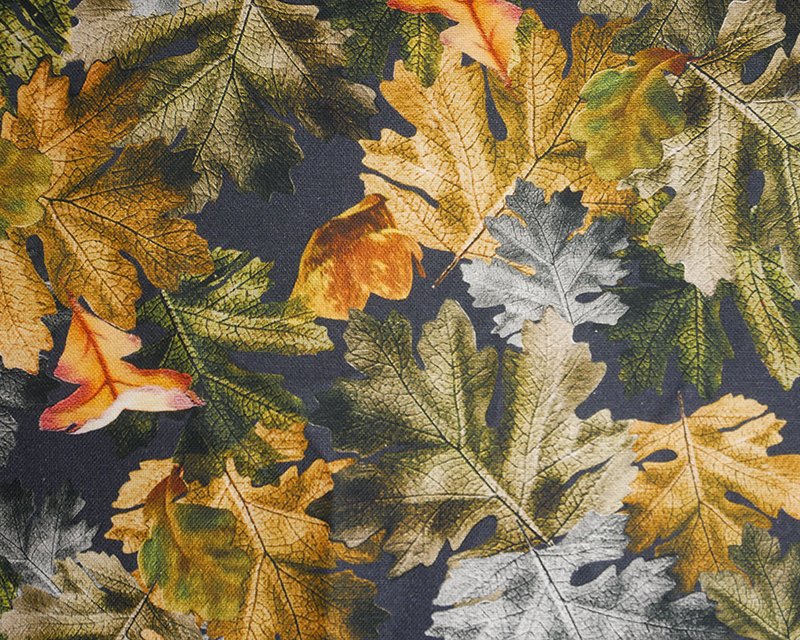 Winter Leaves Cotton Canvas - NAVY