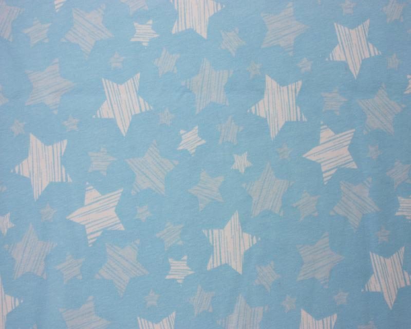 Striped Stars Cotton Jersey-Blue