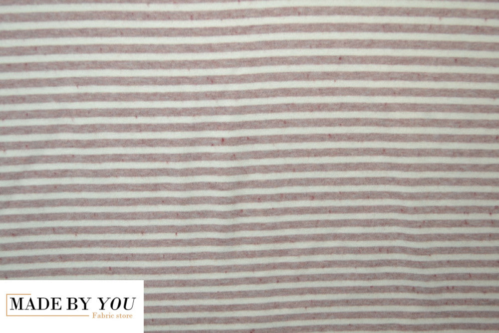 Cotton jersey melange - OLD PINK STRIPES