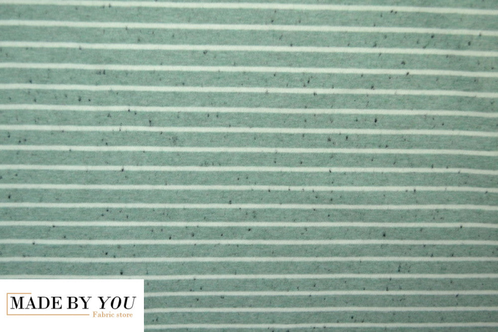 Cotton jersey melange - OLD GREEN STRIPES