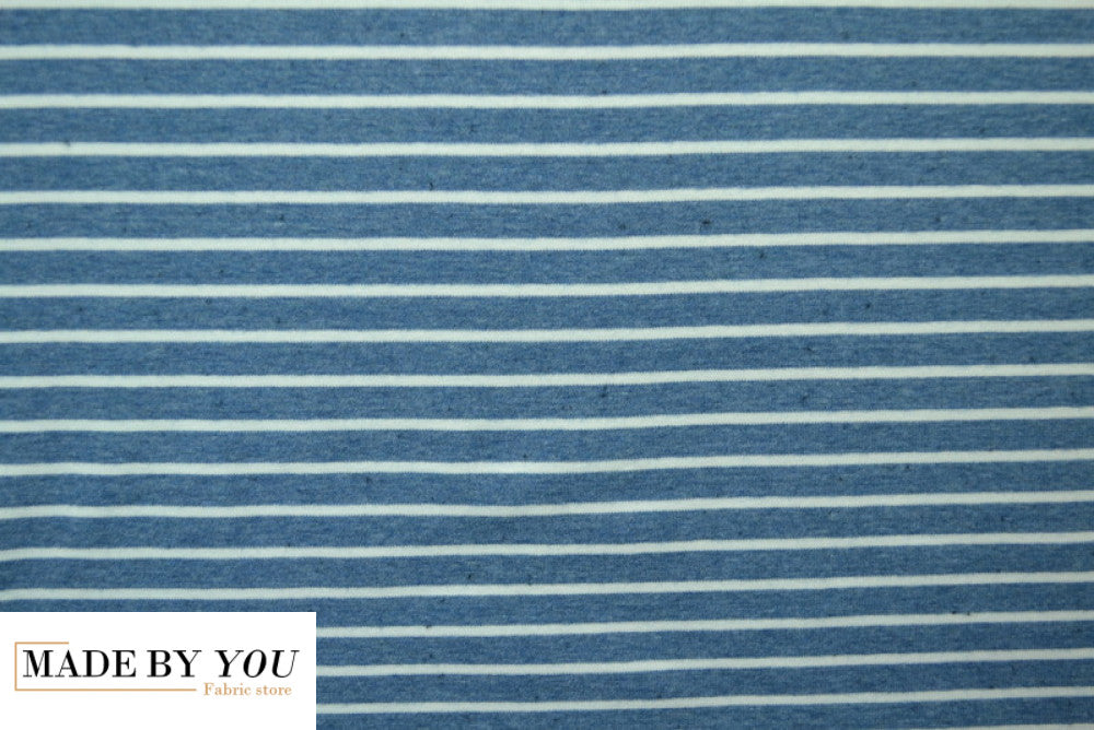 Cotton jersey melange - BLUE STRIPES