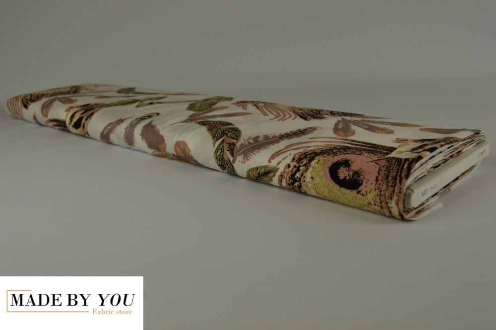 Viscose feathers print - BEIGE