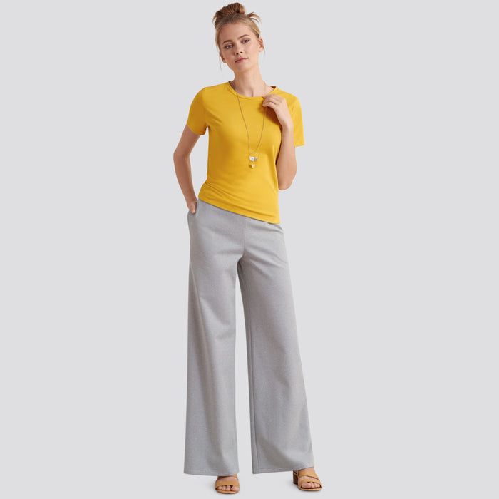 S8378 Misses' Knit Pants with Two Leg Widths and Options for Design Hacking. Size: XXS-XXL