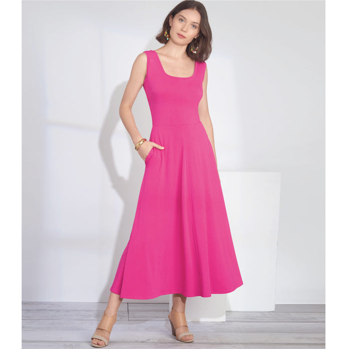 S8874 Misses'/Women's Easy-to-Sew Knit Dress. Size: 36-54