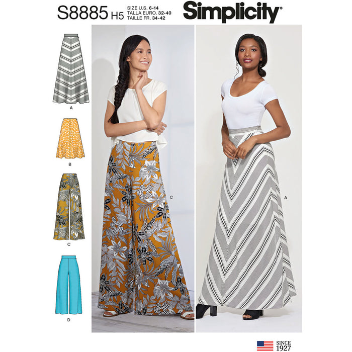 S8885 Misses' Skirt and Pants. Size: 32-48