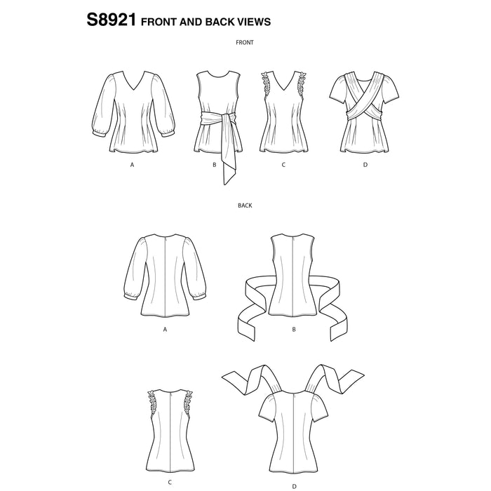 S8921 Misses' Tops. Size: 30-48