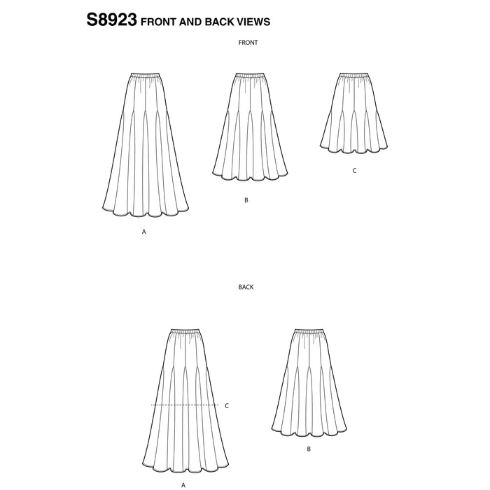 S8923 Misses' Pull-On Skirts. Size: 32-48