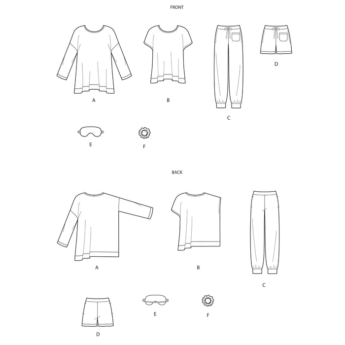 S9020 Misses' Sleepwear Knit Tops, Pants, Shorts & Accessories. Size: XXS-XXL (30-52)