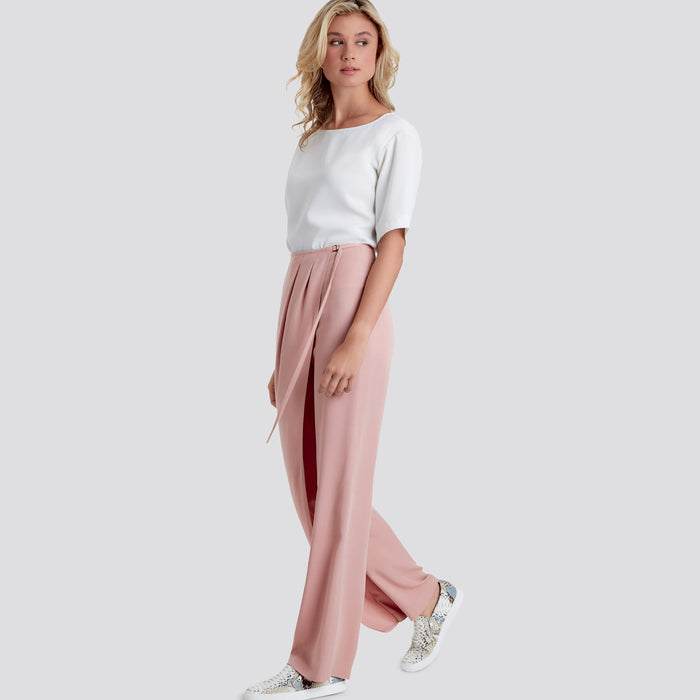 S9111 Misses' Faux Wrap Pants, Skirt & Shorts. Size: 32-50