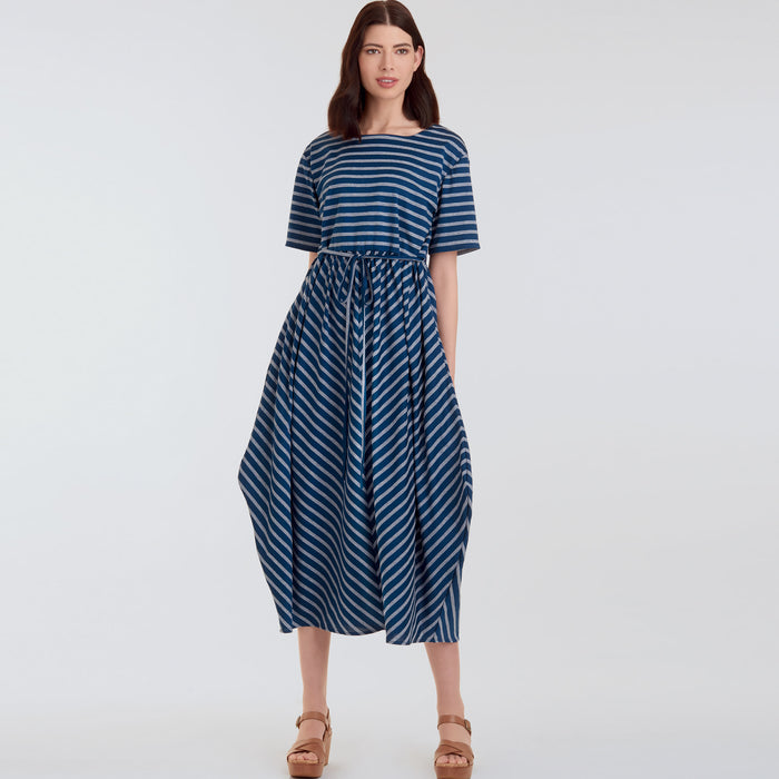 S9140 Misses' Relaxed Pullover Dress. Size: XXS-XXL (30-52)