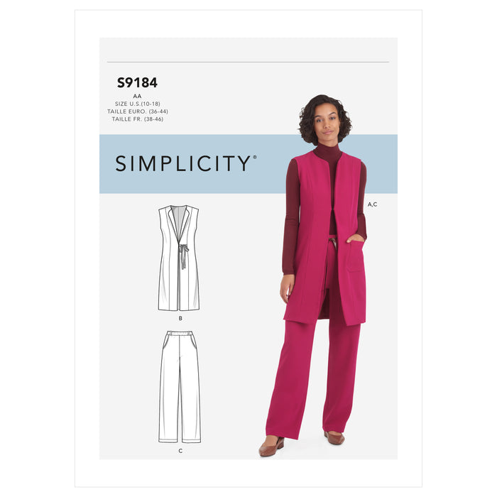 S9184 Misses' & Women's Vest & Pants. Size: 36-54