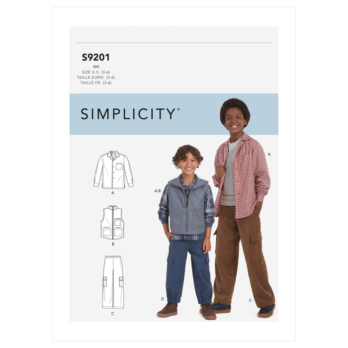 S9201 Children's & Boys' Shirt, Vest & Pull-On Pants. Size: 3-16 y