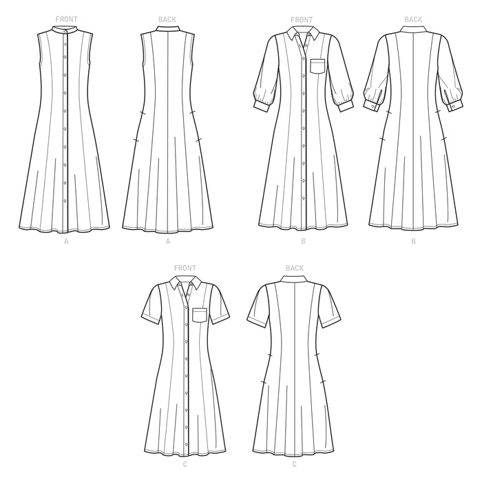 S9260 Misses' & Women's Button Front Dresses. Size: 36-54
