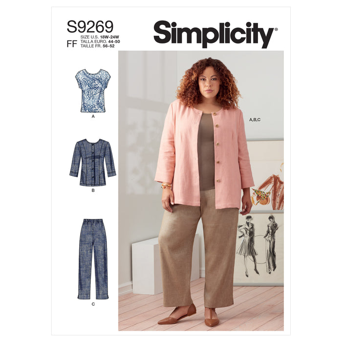 S9269 Women's Jacket, Knit Top & Pants. Size: 44-58