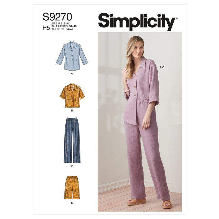 S9270 Misses' Tops & Pants In Two Lengths. Size: 32-50