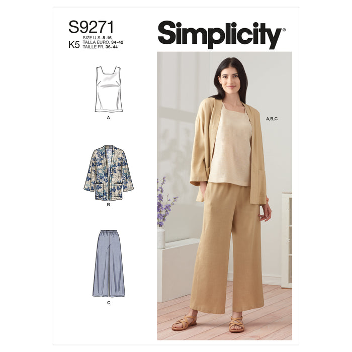 S9271 Misses' Jacket, Top & Pants. Size: 34-52