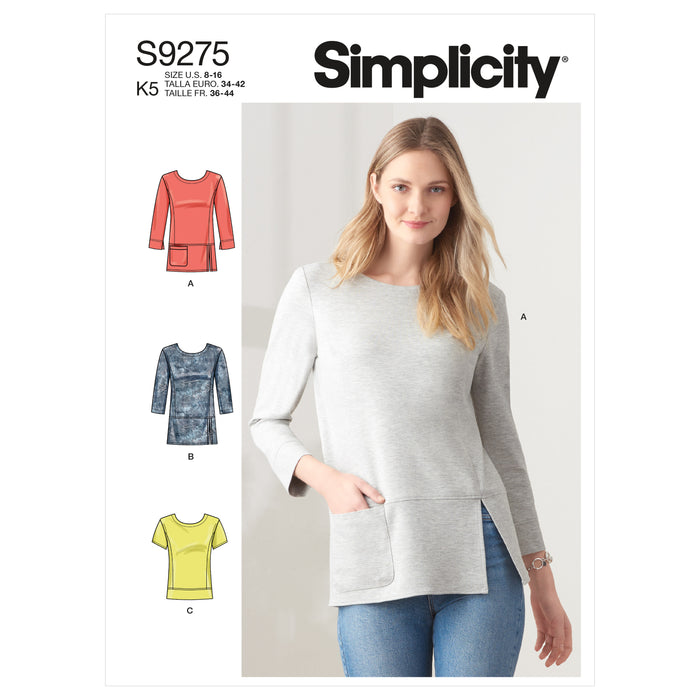S9275 Misses' Knit Tops In Two Lengths. Size: 34-50