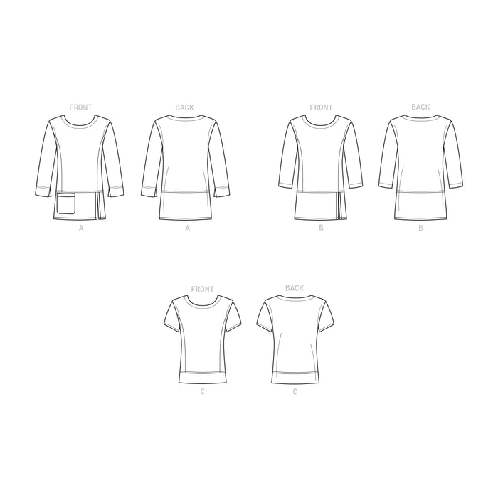 S9275 Misses' Knit Tops In Two Lengths. Size: 34-50