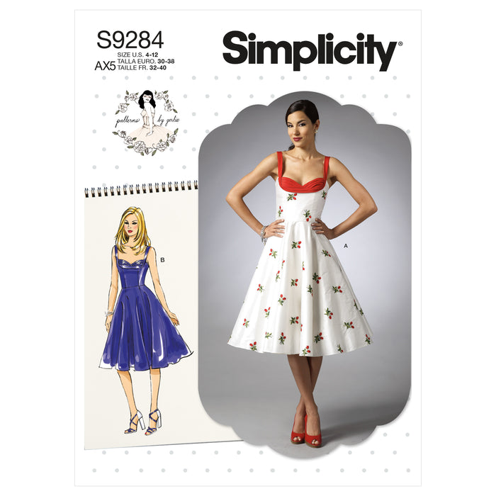 S9284 Misses' Sweetheart-Neckline Dresses. Size: 30-46