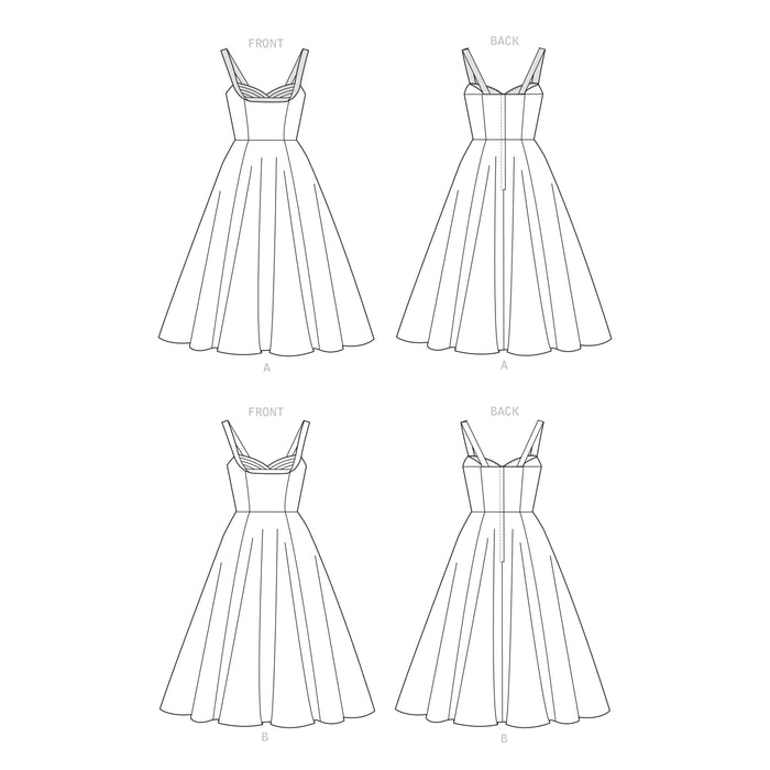 S9284 Misses' Sweetheart-Neckline Dresses. Size: 30-46