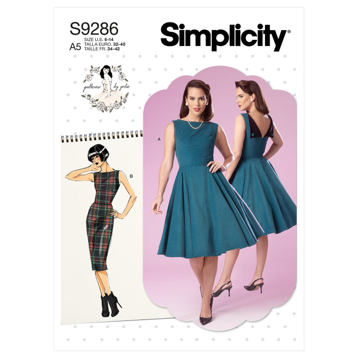S9286 Misses' Fold-back Facing Dresses. Size: 32-48