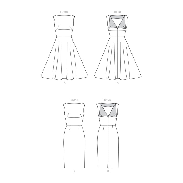 S9286 Misses' Fold-back Facing Dresses. Size: 32-48