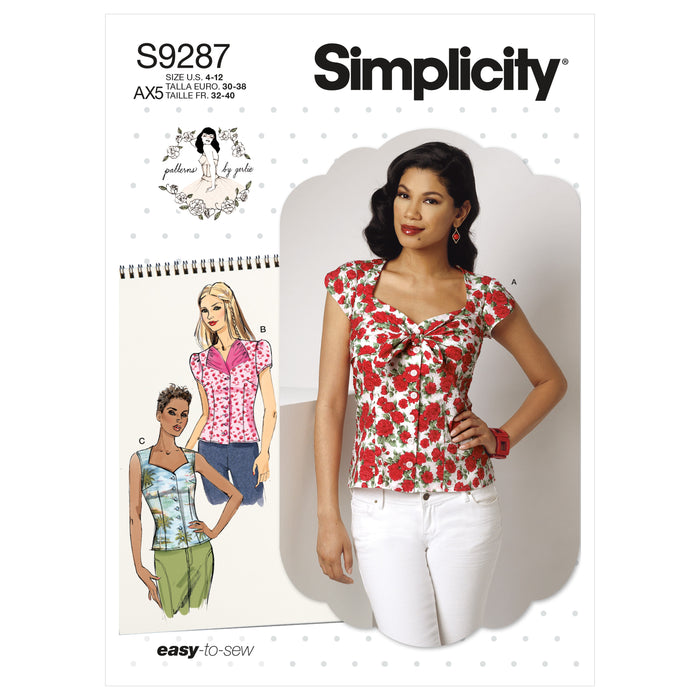 S9287 Misses' Sweetheart-Neckline Blouses. Size: 30-46