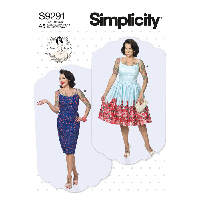 S9291 Misses' Princess Seam Dresses With Straight or Gathered Skirt. Size: 32-48
