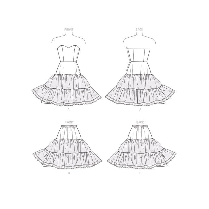 S9293 Misses' Full Slip & Petticoat. Size: 32-48