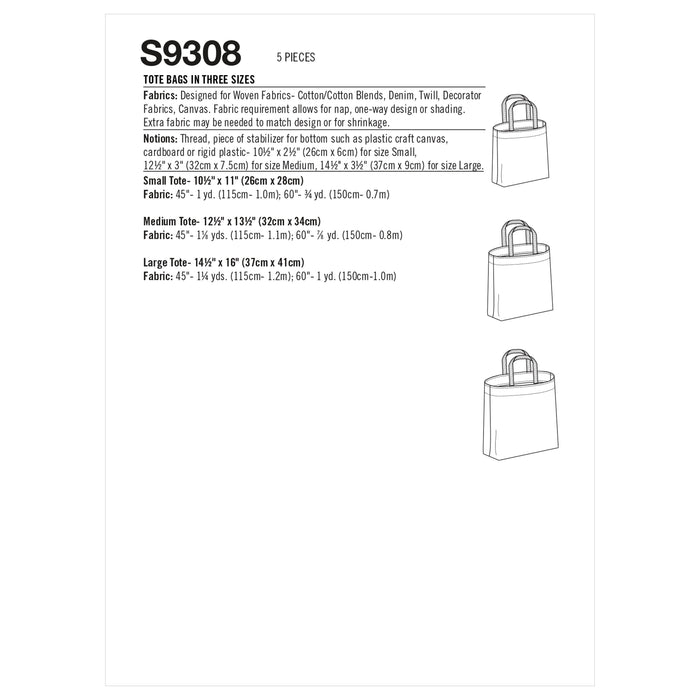 S9308 Tote Bags in Three Sizes