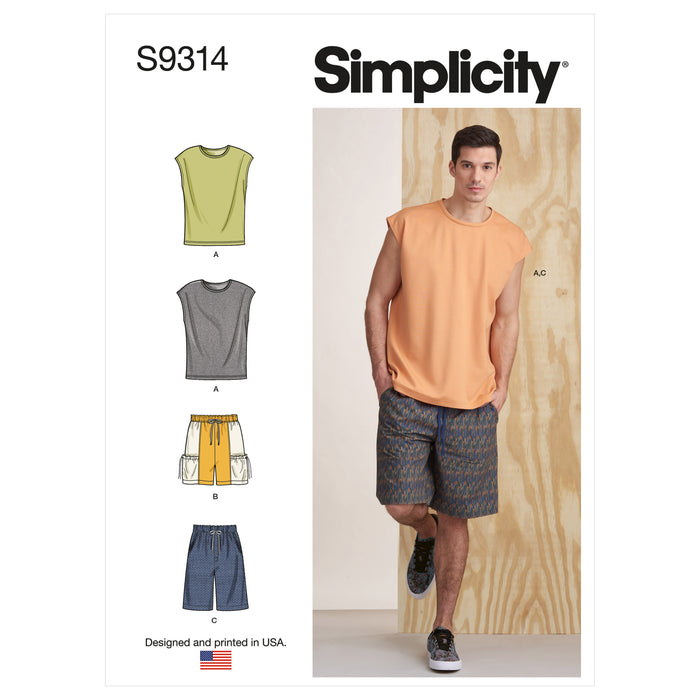 S9314 Men's Knit Top and Shorts. Size: XS-XL (30-48)