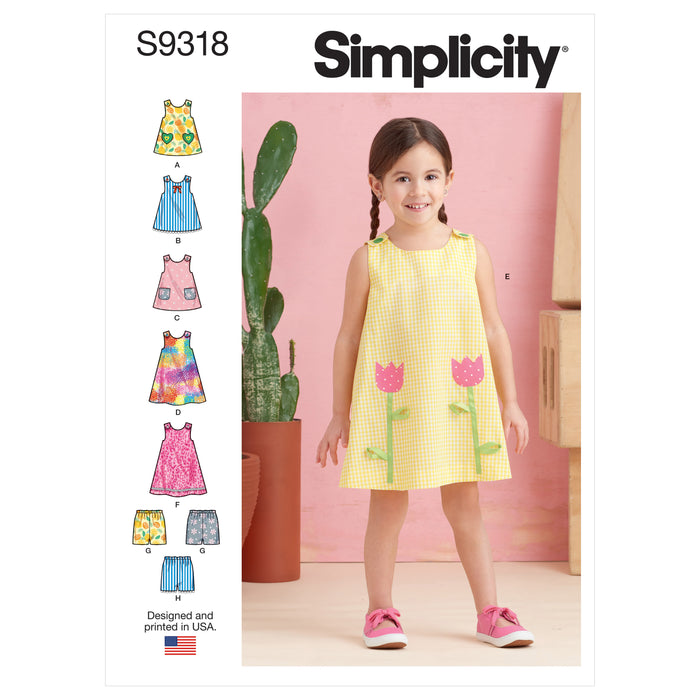 S9318 Toddlers' Tent Tops, Dresses, and Shorts. Size: 1-4 y