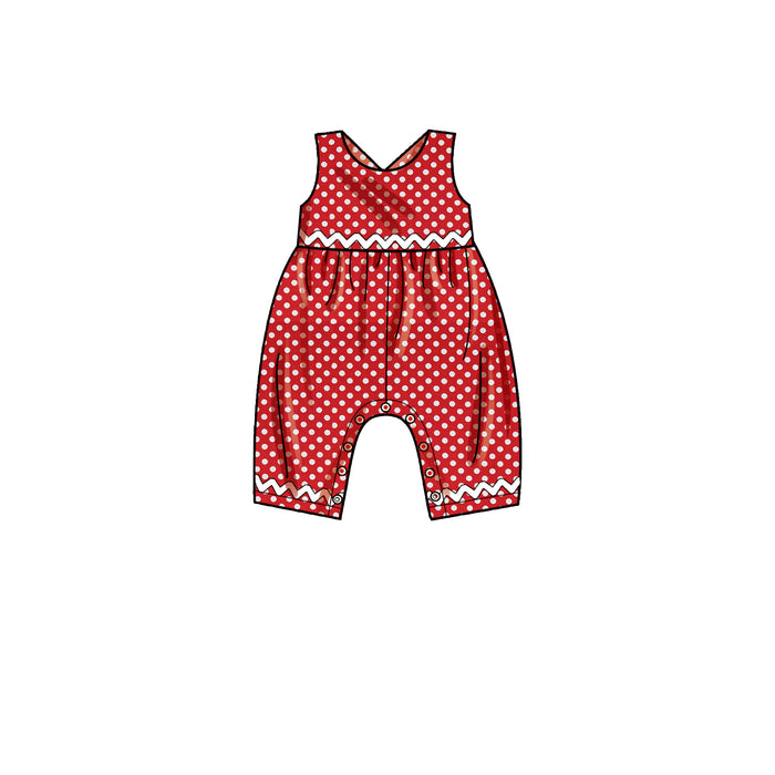 S9319 Toddlers' Criss-Cross Top, Dresses, Rompers and Panties. Size: 6 m-4 y