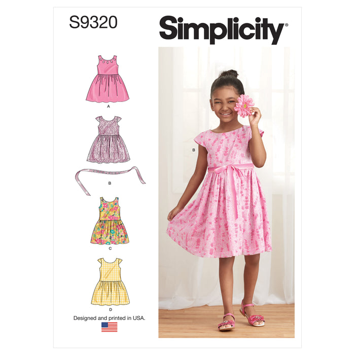 S9320 Children's Gathered Skirt Dresses. Size: 2-8 y