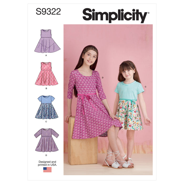 S9322 Children's and Girls' Pullover Dresses. Size: 3-14 y