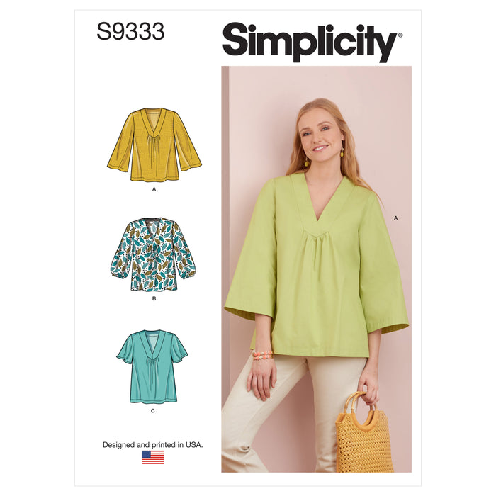 S9333 Misses' Top with Sleeve Variations. Size: 32-50