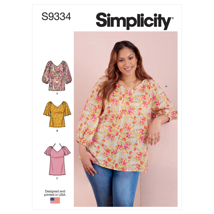 S9334 Misses' and Women's Tops in Two Lengths. Size: 36-54