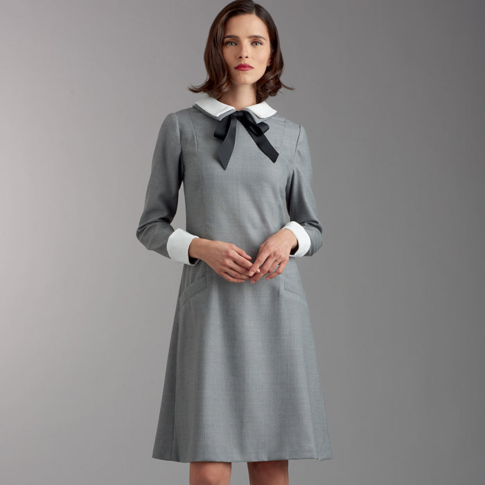 S9371 Misses' and Women's Dress with Collar, Cuff and Sleeve Variations. Size: 34-52