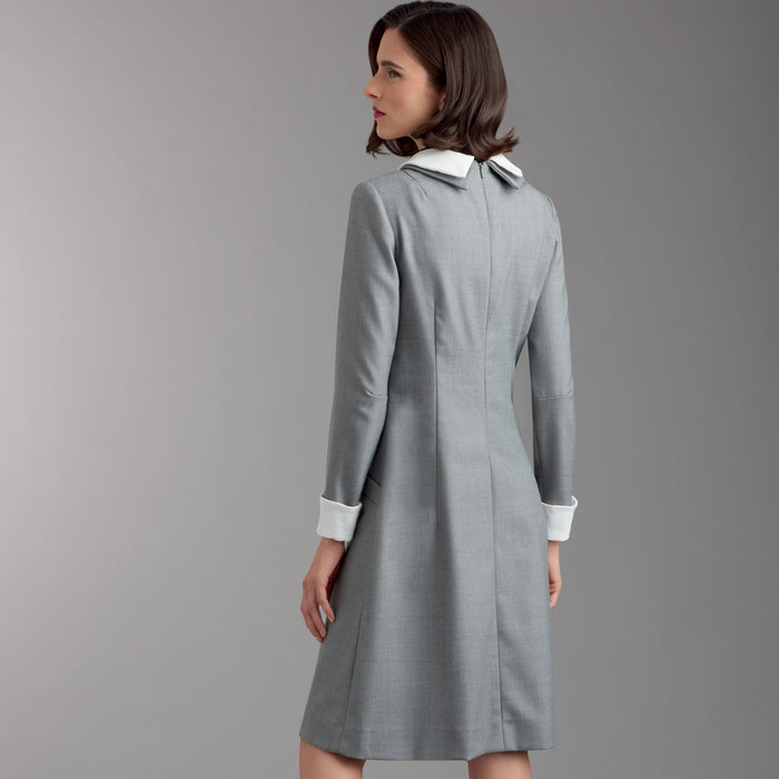 S9371 Misses' and Women's Dress with Collar, Cuff and Sleeve Variations. Size: 34-52